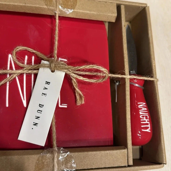 RAE DUNN LL Nice Naughty Cheese Plate Spreader Red - Picture 2 of 4